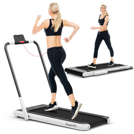 2.25 HP 2-In-1 Folding Walking Pad Treadmill with Remote Control and LED Display