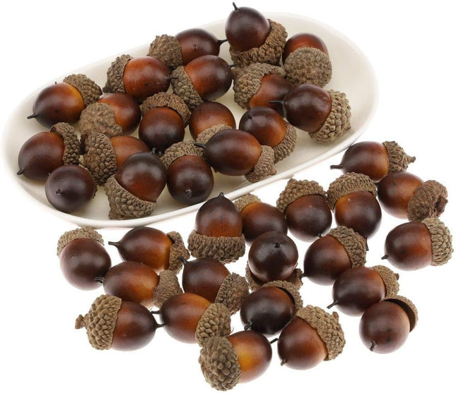 50 Pcs Artificial Small Acorn Set Decoration Fake Acorns for Craft