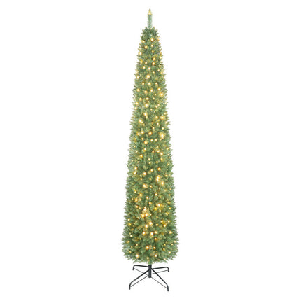 5/6/7/8/9 Feet Pre-Lit Pencil Artificial Christmas Tree with 150/180/200//300/400 Warm White LED Lights