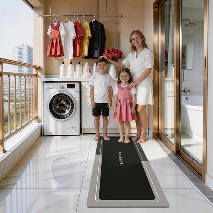 Bath Mat, Super Absorbent Non Slip Quick Dry Thin Rubber Mats for Bathroom Floor, Fit under Door, Shower Rug for Bathtub, Dark Grey