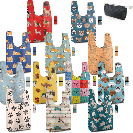 Animal Reusable Grocery Tote Bags 12 Pack, Heavy Duty Large Capacity Reusable Shopping Bags, Sturdy Machine Washable Foldable Bag for Travel Beach Storage Holiday Gift Bag with Handles​