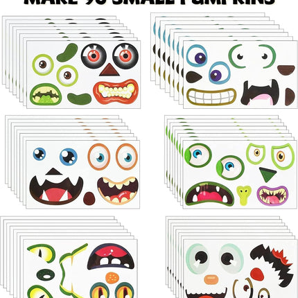 96 Pack Halloween Pumpkin Decorating Craft Stickers Mini Make 96 Small Pumpkin Face Sticker Monster Stickers for Halloween Kids Toddlers Treats Party Favors Supplies 48 Sheets