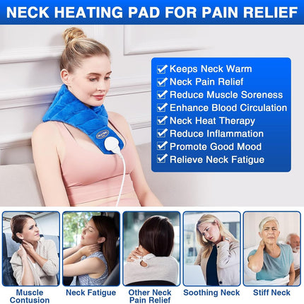 Neck Heating Pad, Hands-Free Electric Heated Neck Wrap for Neck Pain Relief, Upgraded Fast Neck Heat Pad, 10-90Min Timer with Countdown, 86-158℉ Adjustable Temperature (Universal Size)