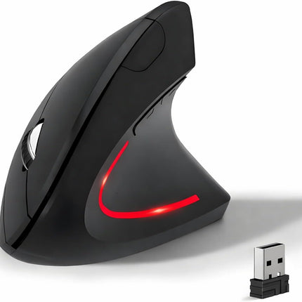Wireless Ergonomic Mouse, 2.4G Wireless Vertical Ergo Mouse, 800/1200/1600 Adjustable DPI,6 Buttons Ergonomic Mouse for Laptop/Macbook/Pc/Desktop-Black