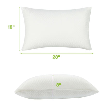 Set of 2 28 X18 Inch Shredded Memory Foam Bed Pillows with Bamboo Cooling Cover