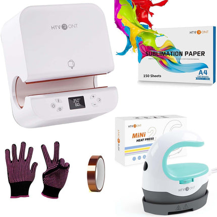 Auto Tumber Heat Press + Mini Heat Press + 150 Sheets Sublimation Paper 8.5X11 + Heat Resistant Gloves + Heat Tape