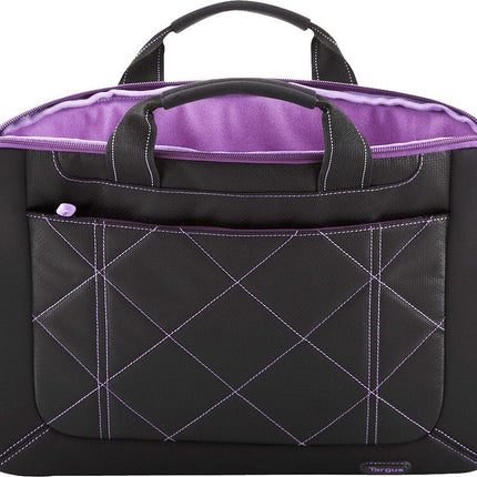 16-Inch Pulse Laptop Sleeve Slipcase - for 16" Laptops, Modern Design, Plush Interior, Womans Computer Bag, Black/Purple (TSS57401US)