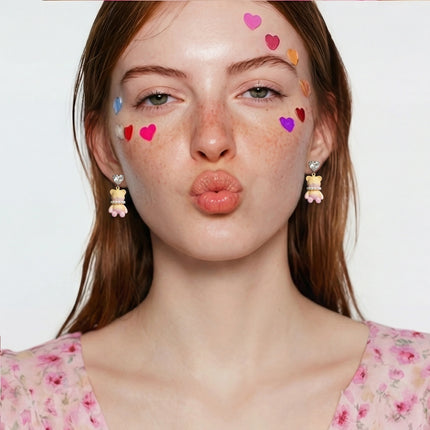 Kawaii Bear Heart Earrings