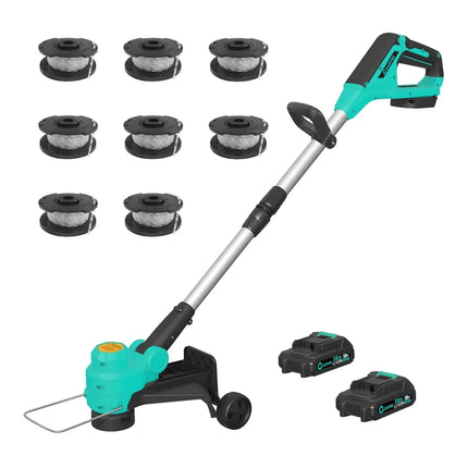 20V Cordless Weed Wacker - String Trimmer Grass Trimmer, 12 Inch 2 in 1 Grass Trimmer&Edger Lawn Tool, Auto Line Feed, Includes 2X2.0Ah Batteries, Fast Charger, 8 Pcs Spools Lines for Yard