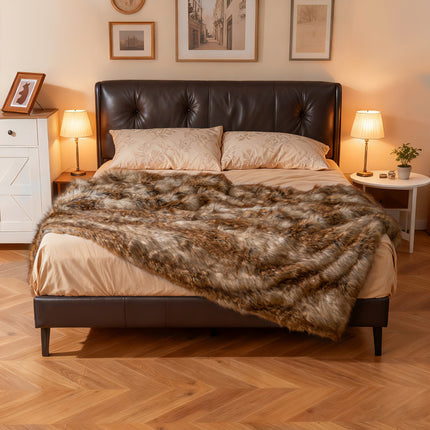 540GSM Soft Plush Fuzzy Luxury Faux Raccoon Fur Blanket for Bed