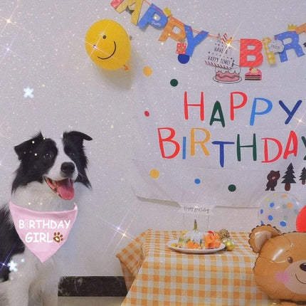 Dog Birthday Bandana Dog Birthday Boy Girl Dog Birthday Supplies for Small Medium Large Pet(Pink Xlarge)