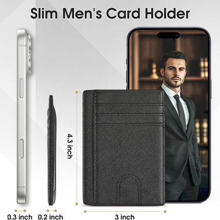Slim Minimalist Wallet for Men,Front Pocket Wallet RFID Blocking Small Thin Credit Card Holder,Id Card Case Gift for Men Cross Black