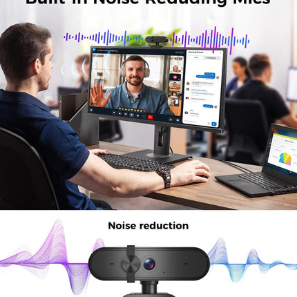 1080P Webcam with Microphone, Privacy Cover for PC, Laptop and Desktop