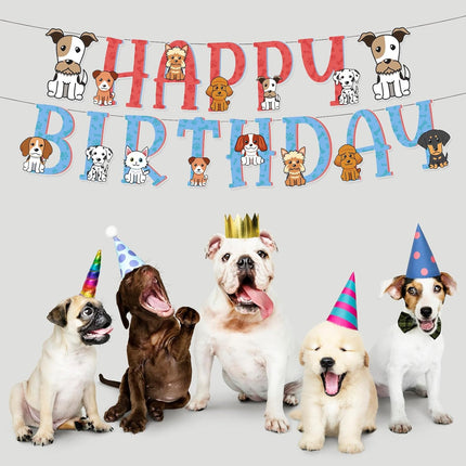 Dog Birthday Banner Dog Themed Banner Happy Birthday for Pet Theme Party Bunting Decoration Baby Shower Party Supplies