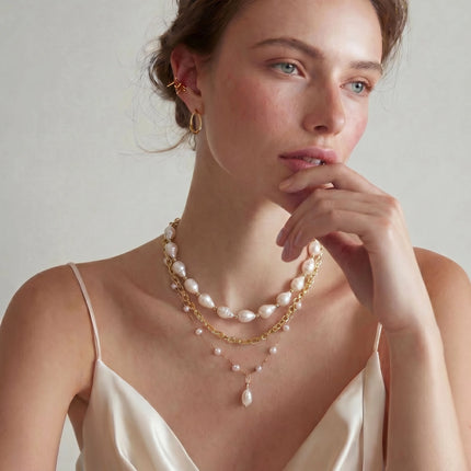 Golden Pearl Layers Necklace