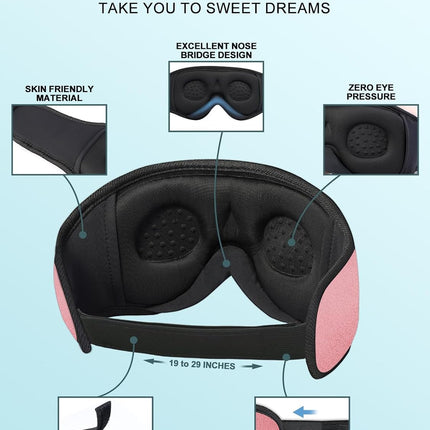Sleep Headphones, Sleep Mask Bluetooth Wireless Music Eye Mask, Sleeping Headphones for Side Sleepers Sleep Mask with Bluetooth Headphones Ultra-Thin Stereo Speakers Perfect for Sleeping