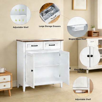32'' Kitchen Storage Island with Drawer and Adjustable Shelf