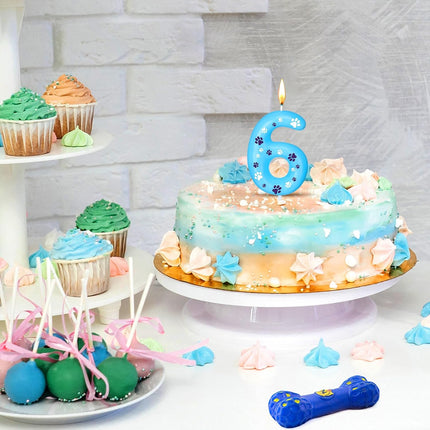 Blue Dog Paw Birthday Number Candles