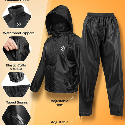 Waterproof Rain Suit – Durable Breathable Lightweight Rainwear for Men & Women Perfect for Motorcycle Golf Fishing