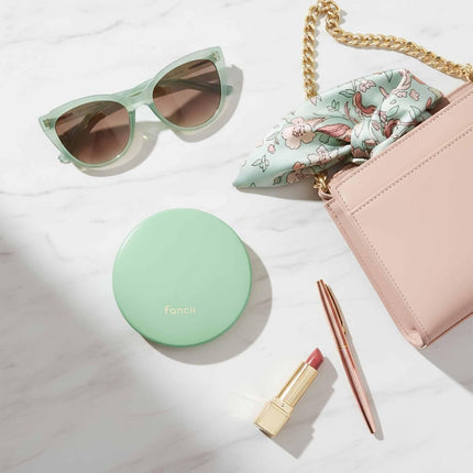 Taylor LED Lighted Compact Makeup Mirror, Rechargeable, 10X /1X Magnifying, 3 Light Settings, XL Large 5” Wide | Travel Mirror for Purses (Mint Green)