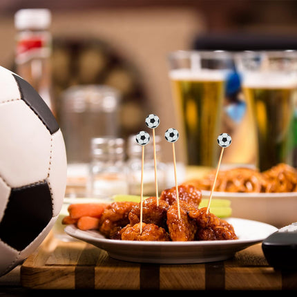 100Pcs Soccer Cocktail Picks 5" Soccer Decor Toothpicks Sticks Skewers for Appetizer Charcuterie Accessories, World Cup 2026 Champions League Sports Catered Event Birthday Themed Party Decorations