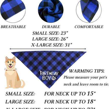 Multi Size Dog Birthday Hat & Bandana - Boy Bow Tie, Numbers, Blue