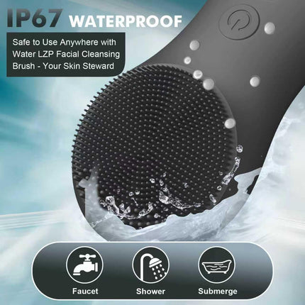 Silicone Face Scrubber, Electric Facial Cleansing Brush with 6 Speeds Vibration Technology, Rechargeable & Waterproof Exfoliating Scrub Brush for Cleansing and Massaging, Men Women