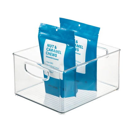 Plastic Extra-Large Freezer and Fridge Organization Bin with Easy to Grip Integrated Handles, the Linus Collection - 10" X 8" X 5", Clear