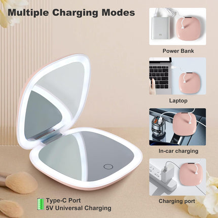 Compact Mirror with Light-4 Inches Compact 1X/10X Magnifying Mirror