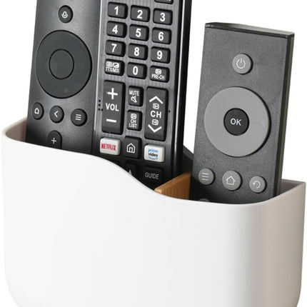 TV Remote Holder Wall Mount Remote Control Holder for Bed Universal Bedside Wall Remote Holder Caddy Organizer Hole-Free Remote Control Holder (For 2 or 3 Remote Controls–White–Quantity1