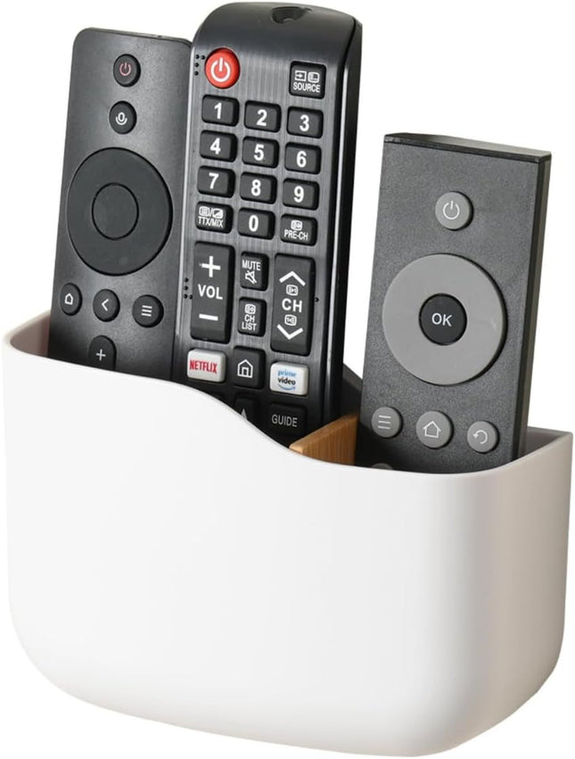 TV Remote Holder Wall Mount Remote Control Holder for Bed Universal Bedside Wall Remote Holder Caddy Organizer Hole-Free Remote Control Holder (For 2 or 3 Remote Controls–White–Quantity1