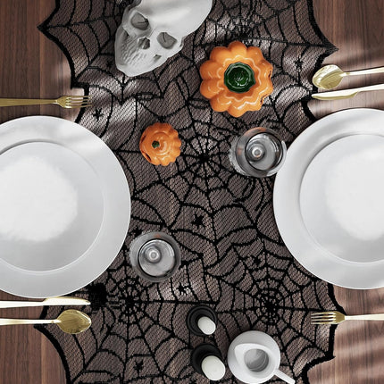 Table Runner for Halloween,18"X72" Lace Spider Web Table Decor