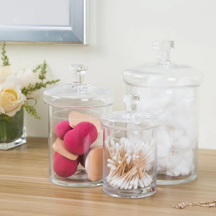 Glass 3 Piece Bathroom Storage Container