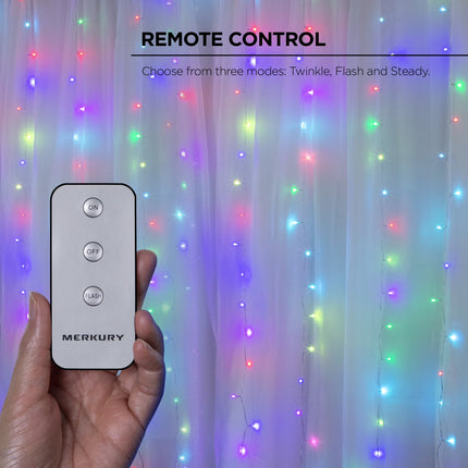 200-Count Multicolor Cascading Curtain String Lights, Usb-Powered, 7 Ft X 6.2 Ft, with Remote, Indoor Use