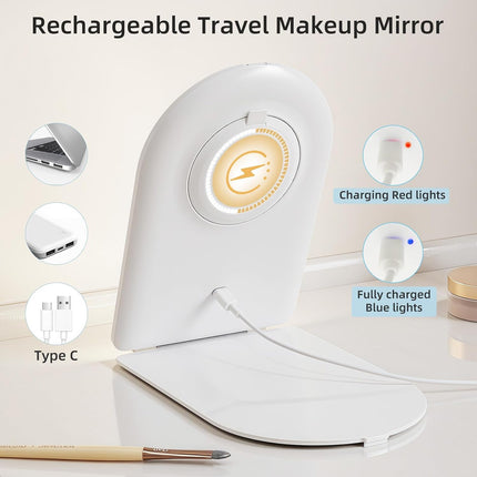 Rechargeable Travel Makeup Mirror with Lights Small 10X Magnify