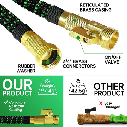 50Ft Expandable Garden Hose Lightweight Flexible Water Hoses Green