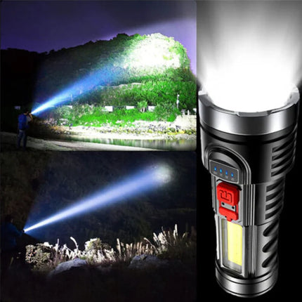 LED Flashlight Torch Rechargeable Work Light Built-In Battery