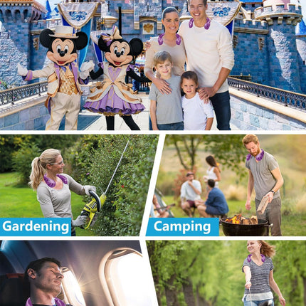 Portable Misting Neck Fans with Water Spray, Rechargeable Long Battery Life, Powerful Air Cooler with LED Display, Personal Compact Wearable Necklace Fan for Kids Adults Elderly Hot Weather, Purple