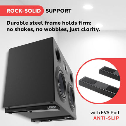 Adjustable Speaker Wall Mount Brackets - 2 Pack Extendable Steel Arms for Center Channel, Small or Large Speakers & Soundbars - 110 Lbs Capacity, 6.7-11.8" Depth - Includes Mounting Hardware