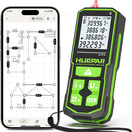 395FT Bluetooth Laser Measuring Tool with Angle Sensor, Fathers Day Dad Gifts,  1/16In Accuracy Laser Distance Measurement Tool, M/In/Ft, Digital Laser Room Measuring Device, Distance Meters