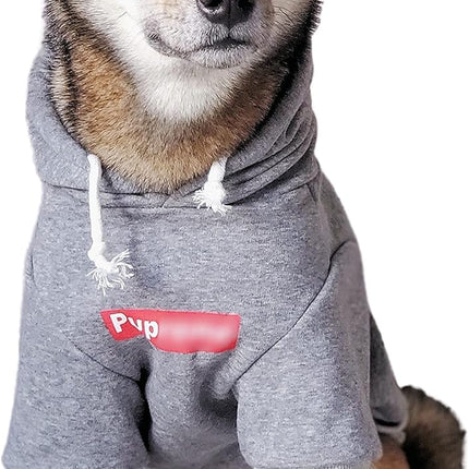 Pup Dog Hoodie & Sweater - Stylish Streetwear Cat & Puppy Cotton Sweatshirts in Gray - S, M, L