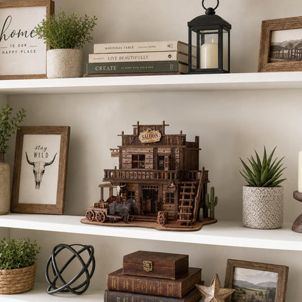 3D Puzzles for Adults Western Saloon Book Nook Miniature House Kit