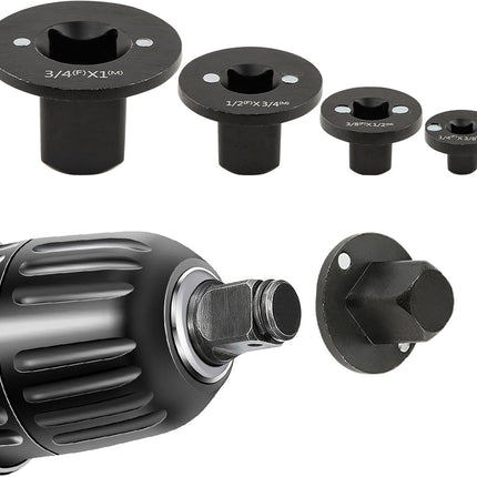 4Pcs Low Profile Impact Socket Adapter Set for Tight Spaces, Cr‑Mo Steel