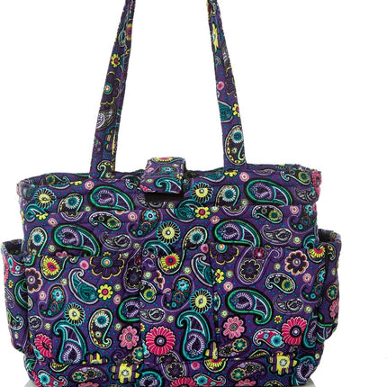 Knitting Quilted Tote Bag W/6 Pockets, Multifunctional Yarn Organizer and Teachers Nurses Crochet Lovers