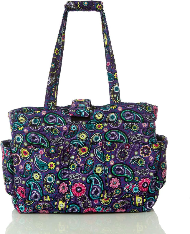 Knitting Quilted Tote Bag W/6 Pockets, Multifunctional Yarn Organizer and Teachers Nurses Crochet Lovers