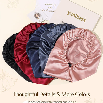Adjustable Satin Sleep Bonnet, Double Layer Extra Long Hair Bonnet
