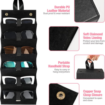 Sunglasses Organizer, Travel Glasses Case Storage Portable Sunglasses Storage Case for Women Men