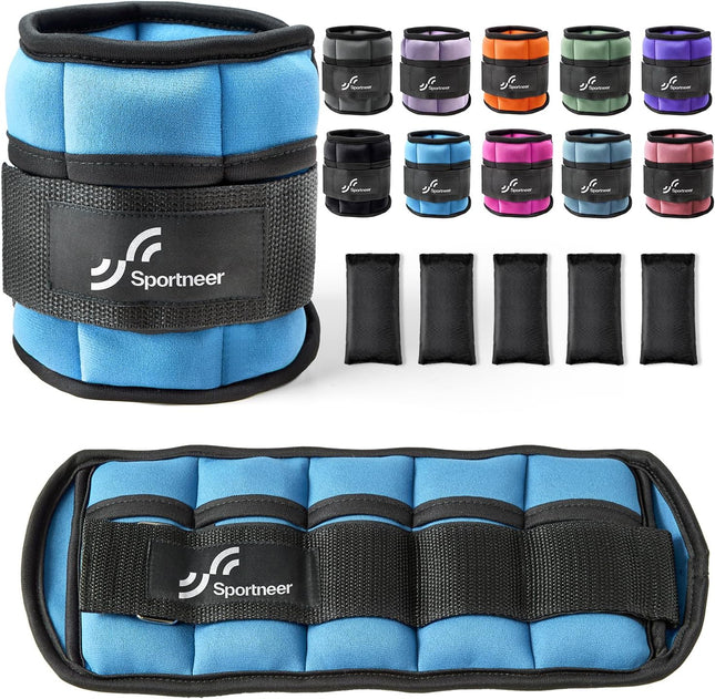 Adjustable Ankle Weights, 2-10 Lb per Pair, Removable Weights