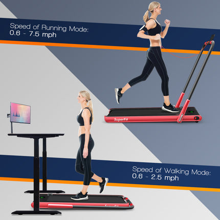 2.25 HP 2-In-1 Folding Walking Pad Treadmill with Remote Control and LED Display
