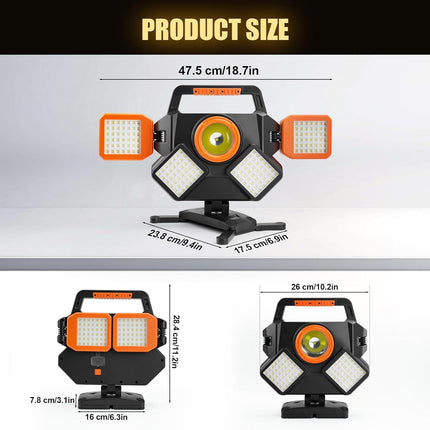 5000LM Rechargeable Work Light, Magnetic LED, Foldable & Rotatable